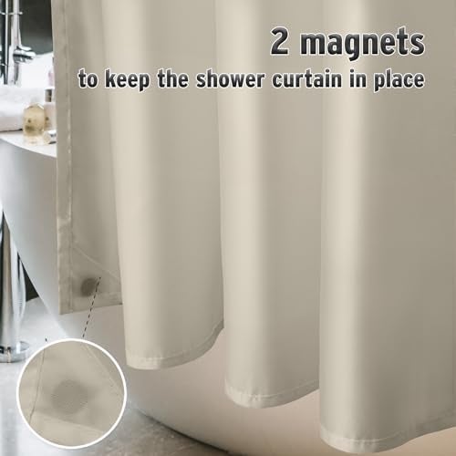 Titanker Fabric Shower Curtain Liner Washable, 70 x 72 Inches, Khaki Shower Liner Fabric with 2 Magnets, Waterproof Bathroom Shower Liner Soft Lightweight Polyester, Khaki - Image 4