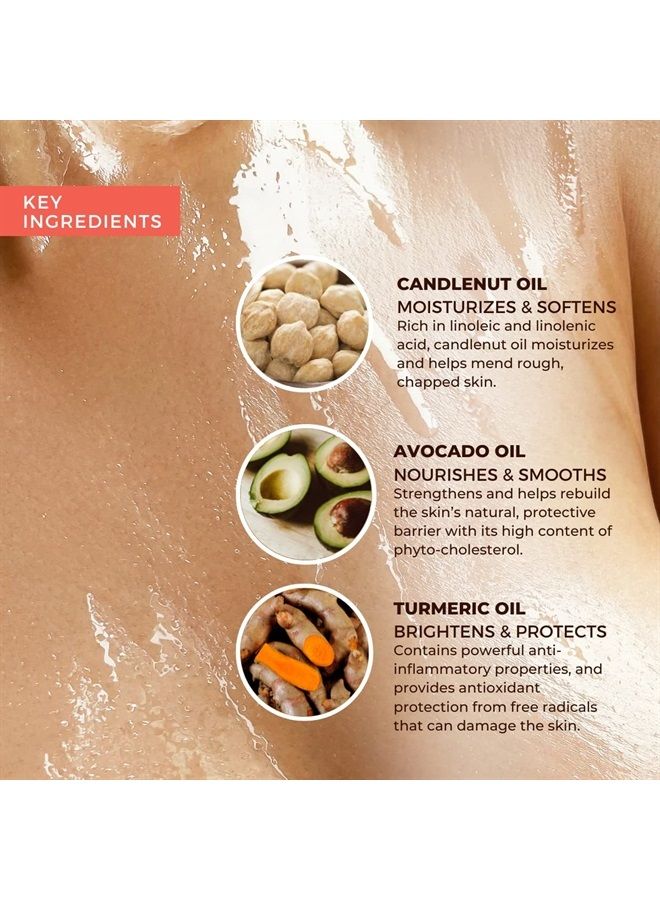 Juara Candlenut Glow Body Oil — Deluxe Hydration for Skin, Hands, Feet, Hair — Dry Skin Therapy — Moisturizing Treatment — Lightweight Formula — Paraben and Sulfate Free — 100% Vegetarian — 4 oz