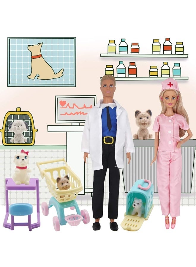 ZTWEDEN 71Pcs Doll Clothes and Accessories for 12 Inch Boy Dolls and Girl Dolls Pet Care Set Includes 25 Wear Clothes Shirt Jeans Suit Shoes Pet Doctor Playset Trolley Backpack for 12'' Boy Girl Doll - Image 1