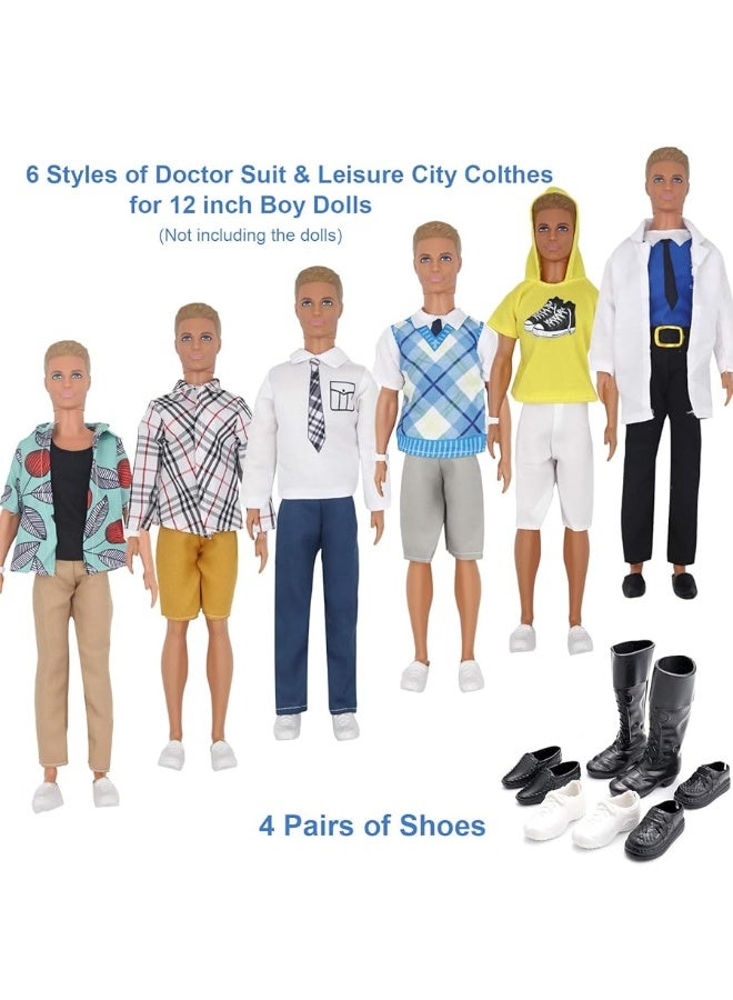 ZTWEDEN 71Pcs Doll Clothes and Accessories for 12 Inch Boy Dolls and Girl Dolls Pet Care Set Includes 25 Wear Clothes Shirt Jeans Suit Shoes Pet Doctor Playset Trolley Backpack for 12'' Boy Girl Doll - Image 5