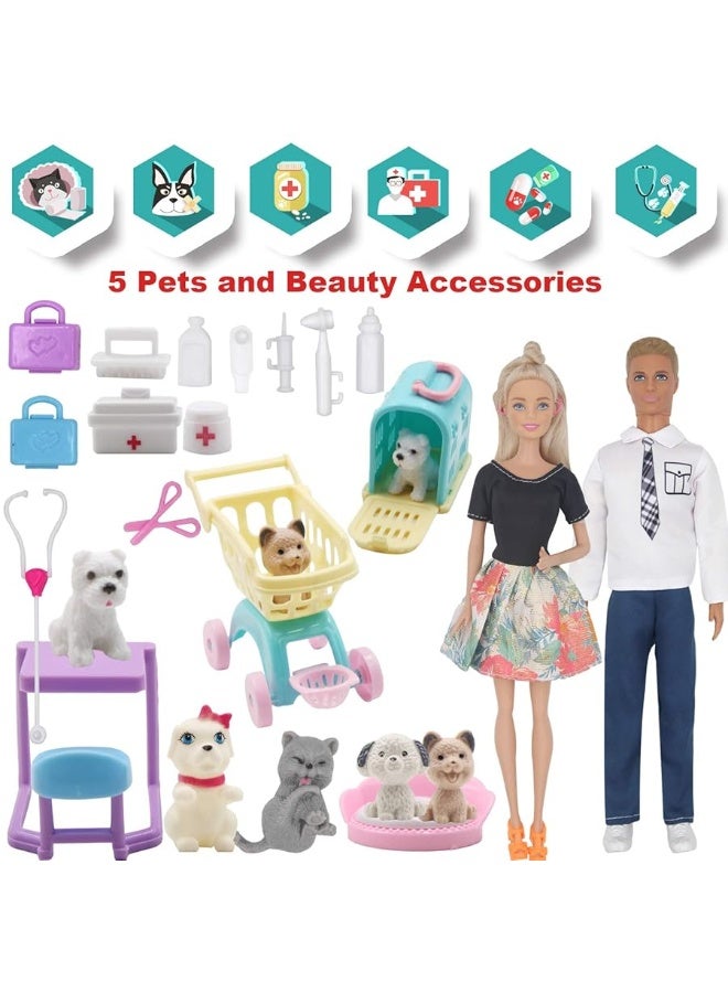 ZTWEDEN 71Pcs Doll Clothes and Accessories for 12 Inch Boy Dolls and Girl Dolls Pet Care Set Includes 25 Wear Clothes Shirt Jeans Suit Shoes Pet Doctor Playset Trolley Backpack for 12'' Boy Girl Doll - Image 2