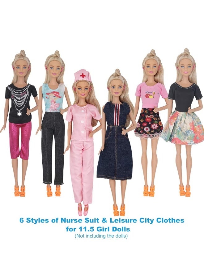 ZTWEDEN 71Pcs Doll Clothes and Accessories for 12 Inch Boy Dolls and Girl Dolls Pet Care Set Includes 25 Wear Clothes Shirt Jeans Suit Shoes Pet Doctor Playset Trolley Backpack for 12'' Boy Girl Doll - Image 4