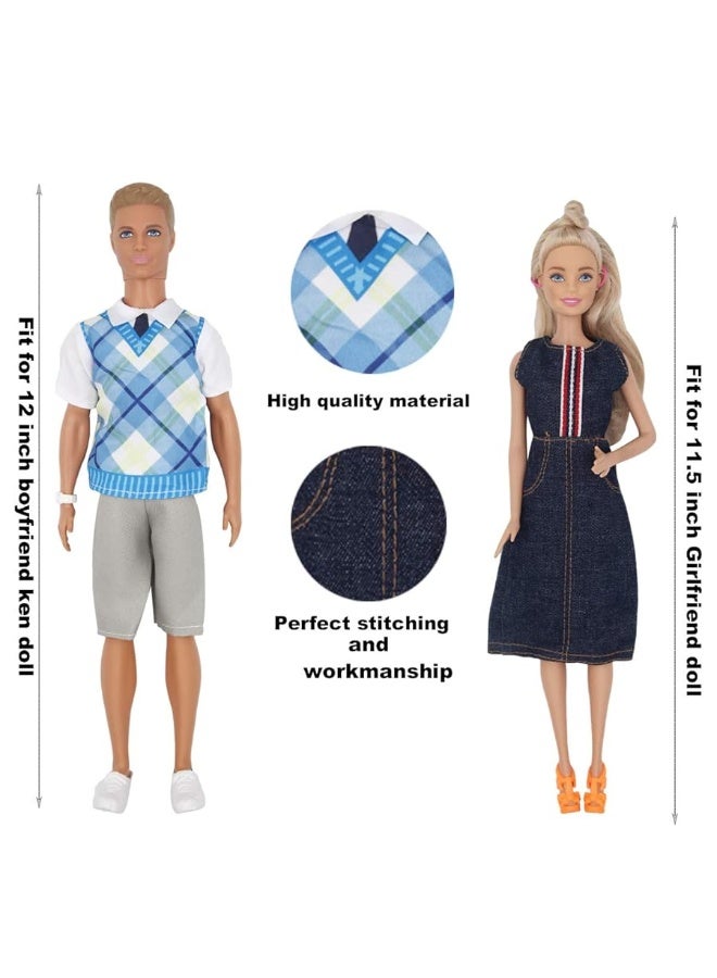 ZTWEDEN 71Pcs Doll Clothes and Accessories for 12 Inch Boy Dolls and Girl Dolls Pet Care Set Includes 25 Wear Clothes Shirt Jeans Suit Shoes Pet Doctor Playset Trolley Backpack for 12'' Boy Girl Doll - Image 3