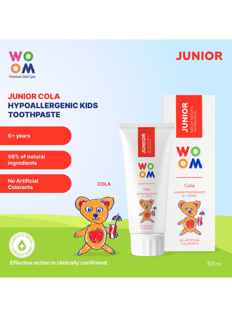 ووؤوم معجون أسنان وووم كيدز جونيور بنكهة الكولا (للأطفال بعمر 6 سنوات فما فوق)، 50 مل - Image 2