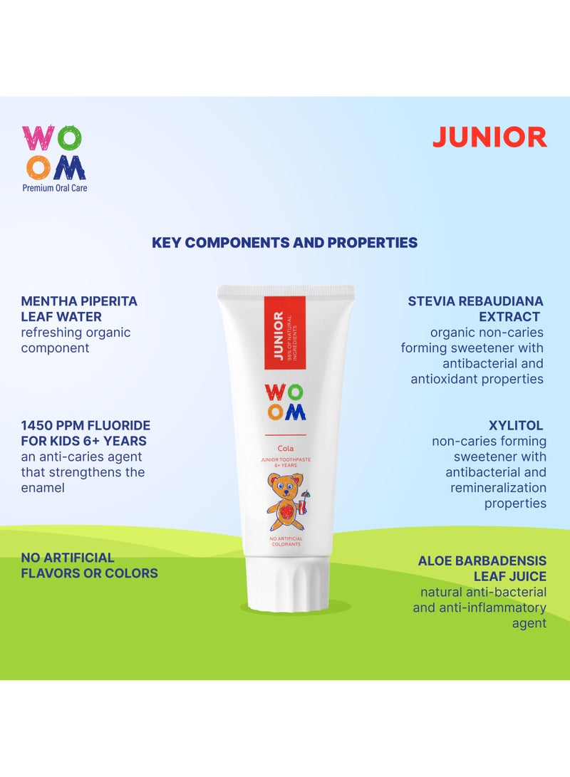 ووؤوم معجون أسنان وووم كيدز جونيور بنكهة الكولا (للأطفال بعمر 6 سنوات فما فوق)، 50 مل - Image 4