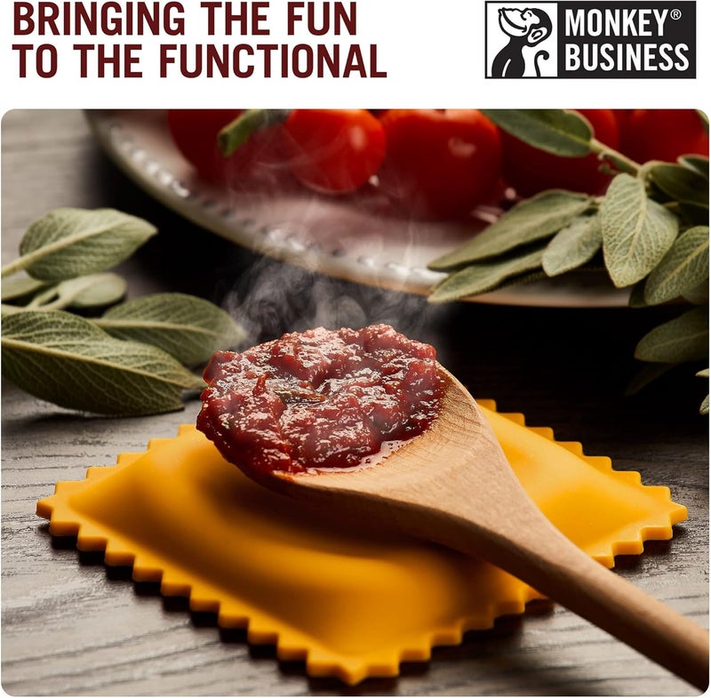 Monkey Business حامل ملعقة على شكل رافيولي الأصلي | حامل ملعقة لسطح المطبخ | ملحقات مطبخ رائعة وجميلة | من مجموعة من أدوات المطبخ الفريدة على شكل باستا - Image 3