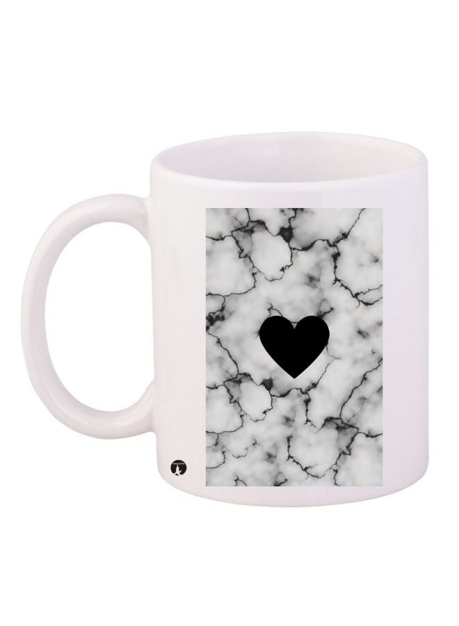 RYN Heart Printed Coffee Mug White/Black/Grey 11ounce