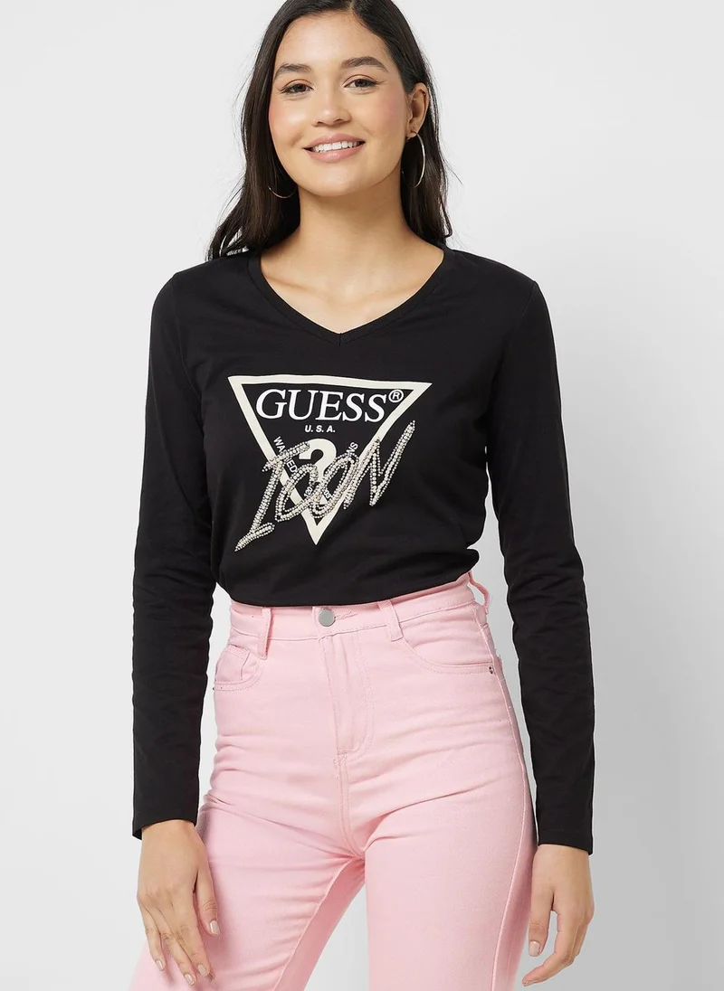 GUESS Graphic V-Neck T-Shirt
