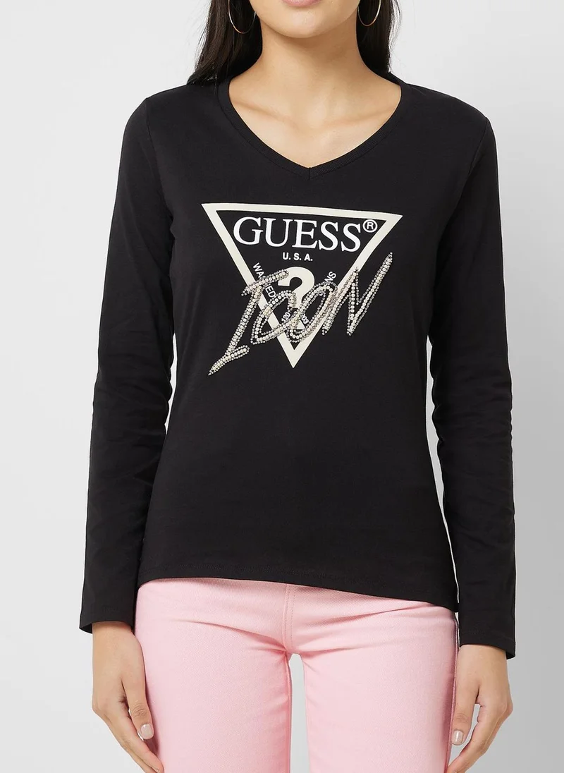 GUESS Graphic V-Neck T-Shirt
