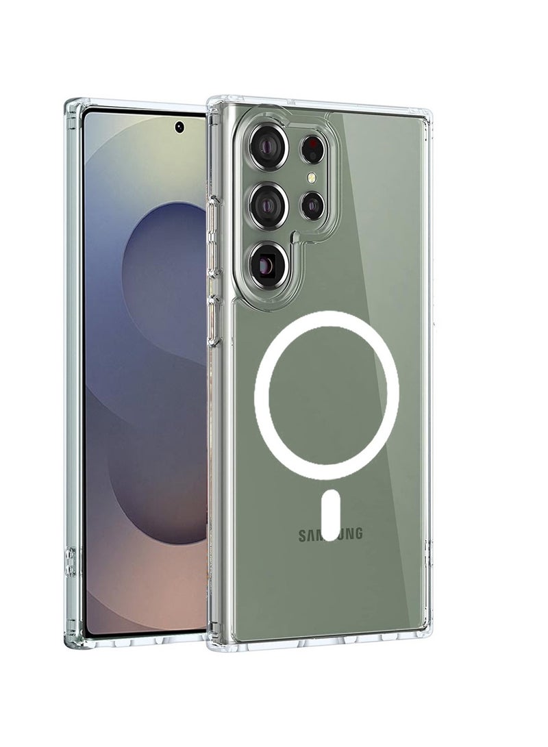 Techie Samsung Galaxy S25 Ultra 5G 2025 Hard Back Magnetic MagSafe Clear Case, Slim Shockproof Cover, Supports Wireless Charging - Image 1