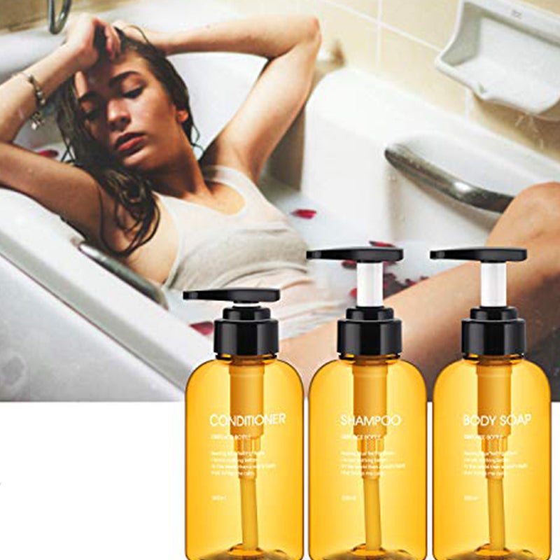 3pcs Press Pump Bottle Large Capacity Lotion Bottle Subpackaging Bottle Emulsion Bottle for Home Travel (500ml, Brown) - Image 2