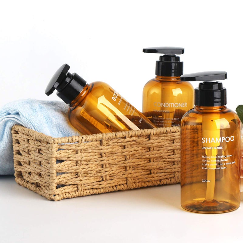 3pcs Press Pump Bottle Large Capacity Lotion Bottle Subpackaging Bottle Emulsion Bottle for Home Travel (500ml, Brown) - Image 3