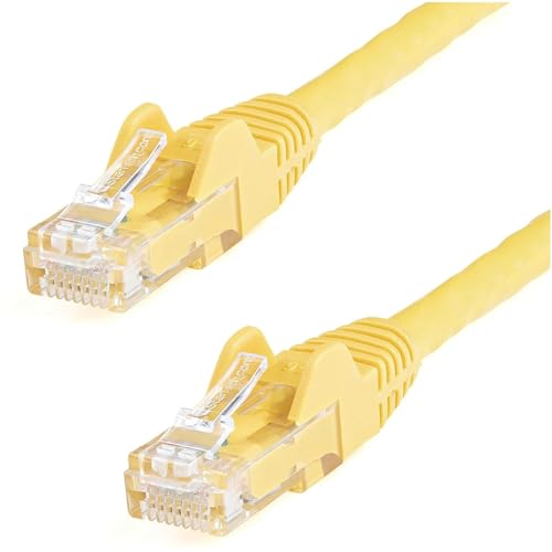 StarTech.com 25ft CAT6 Ethernet Cable - Yellow CAT 6 Gigabit Ethernet Wire -650MHz 100W PoE RJ45 UTP Network/Patch Cord Snagless w/Strain Relief Fluke Tested/Wiring is UL Certified/TIA (N6PATCH25YL) - Image 1