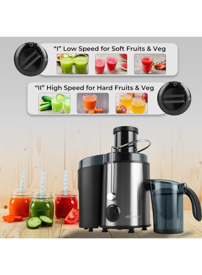 MUNTAQI Juicer Making Machine – 500W Whole Fruit & Vegetable Juice Extractor with Wide Feed Chute, Strong Stainless Steel Housing, Easy Clean, High Nutrient Cold Press Juicer for Healthy Juice at Home - Image 2