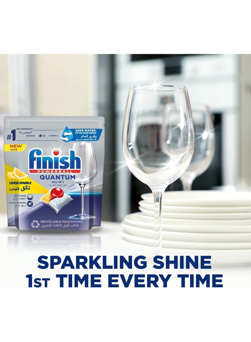 Finish Powerball Quantum All in 1 Dishwasher Tablets Lemon Sparkle 50 x 2 Tabs 100 Tablets - Image 4