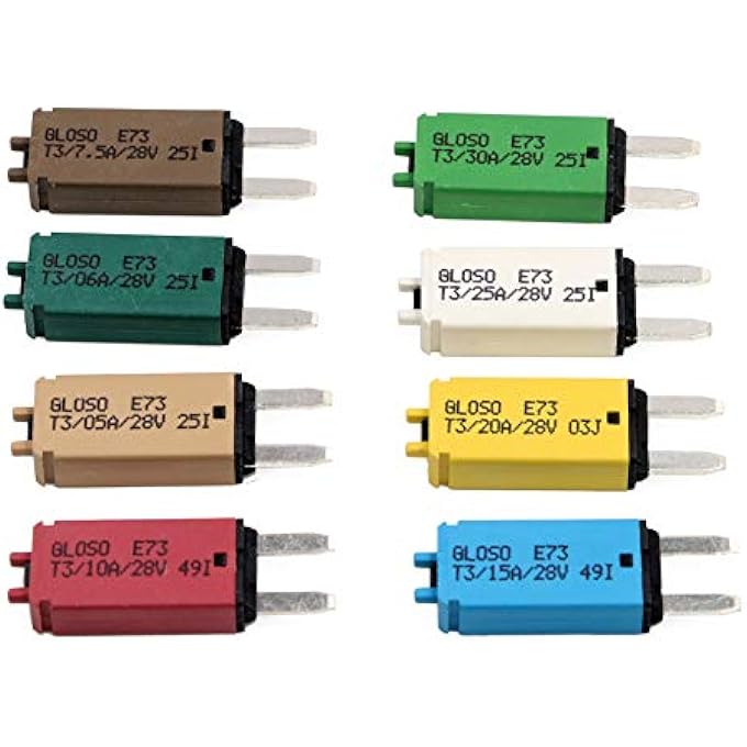 rayihni 28V Dc Manual Reset Mini Atm Blade Style Circuit Breakers Footprint Circuit Protector 5A 6A 75A 10A 15A 20A 25A 30A8Pcs - Image 1