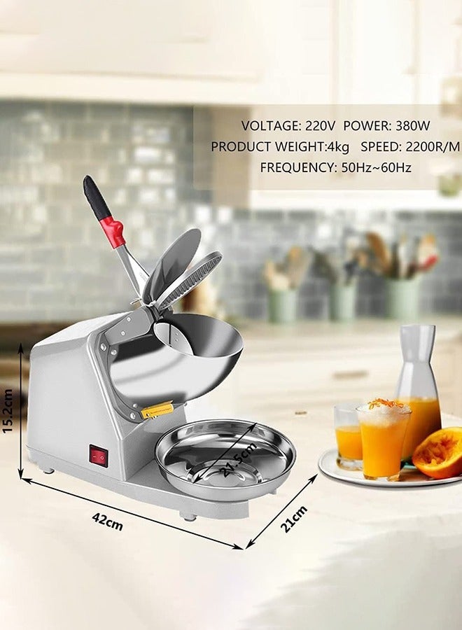 جارلو منزلية وتجارية كهربائية مزدوجة شفرة الثلج محطم الثلج المحراث مخروط الثلج آلة الفضة 64kg / hr - Image 4