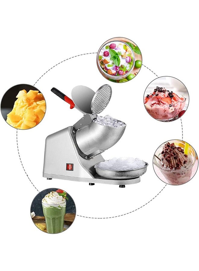 جارلو منزلية وتجارية كهربائية مزدوجة شفرة الثلج محطم الثلج المحراث مخروط الثلج آلة الفضة 64kg / hr - Image 5