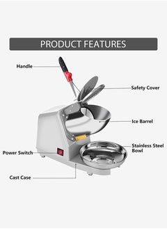 Garlo Electric Dual Blades Ice Crusher Shaver Snow Cone Maker Machine Silver 64kg/hr for Home and Commerical Use  - Image 3