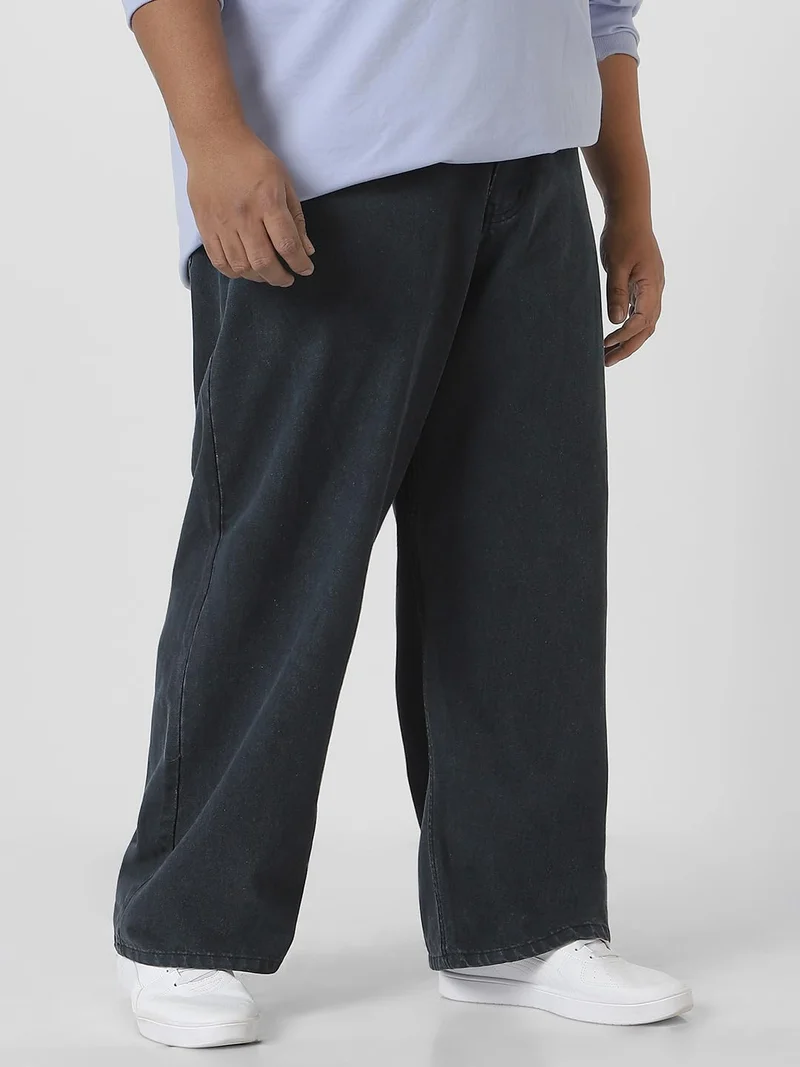 أوربانو فاشن Urbano Plus Men's Grey Loose Fit Washed Jeans Non-Stretchable