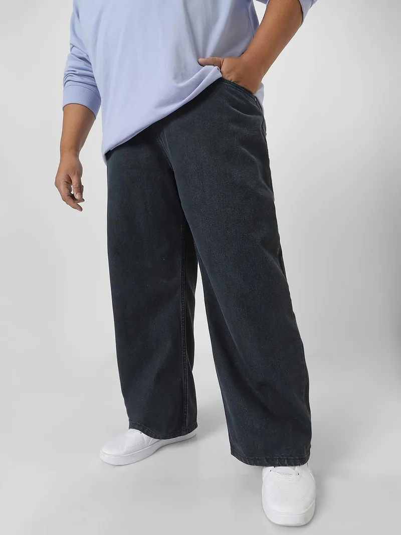 Urbano Plus Men's Grey Loose Fit Washed Jeans Non-Stretchable