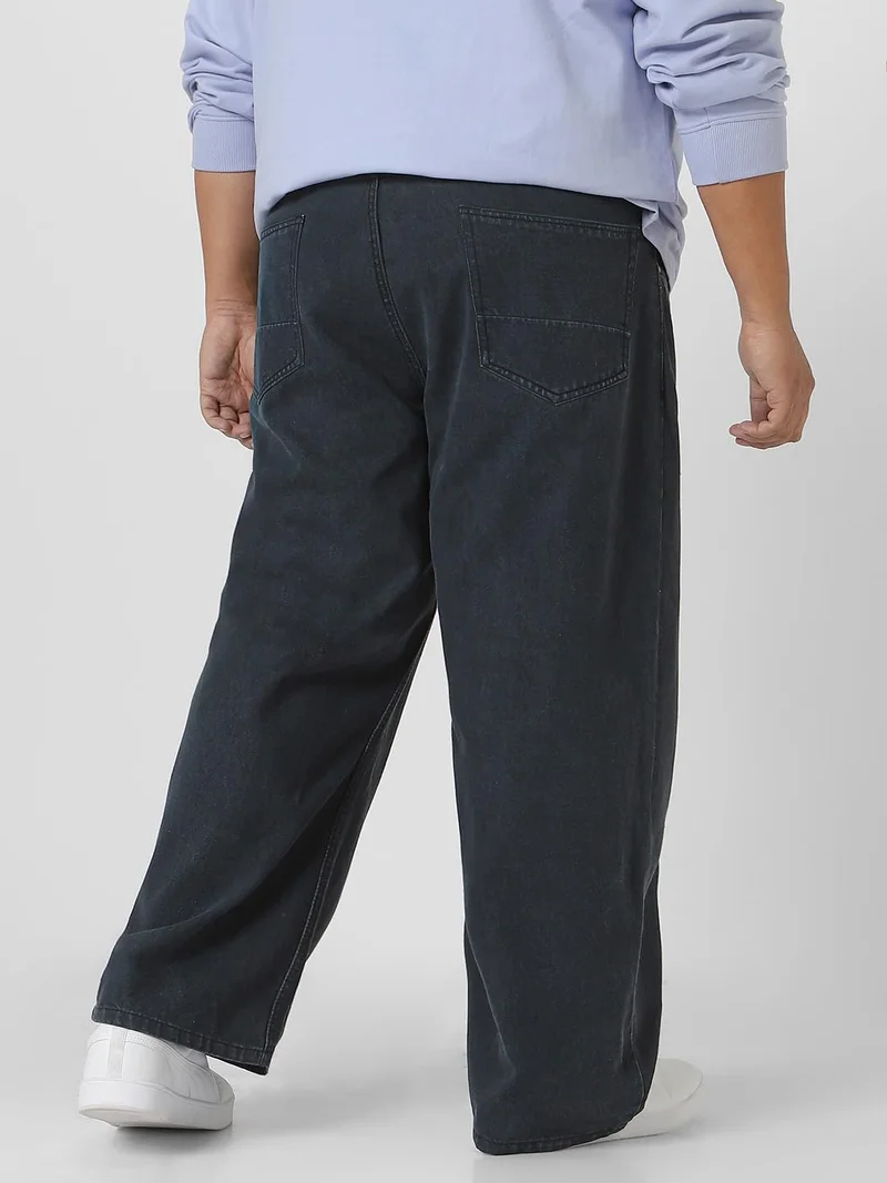 Urbano Fashion  Urbano Plus Men's Grey Loose Fit Washed Jeans Non-Stretchable  | Best Price UAE