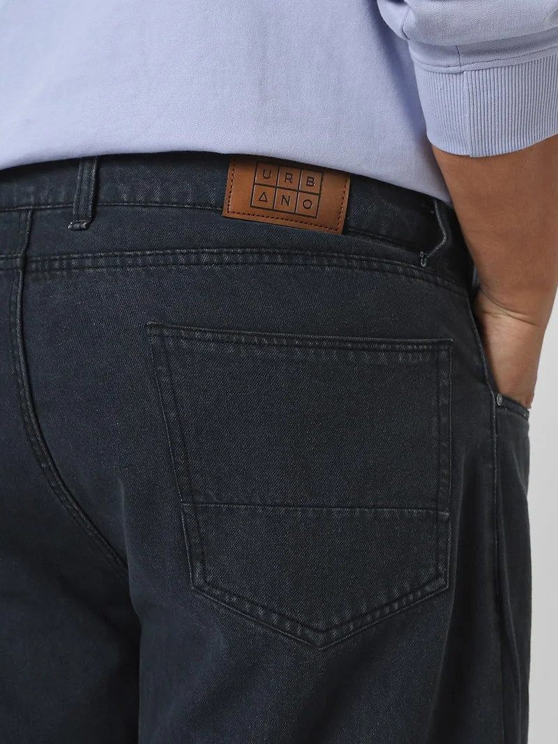 Urbano Fashion  Urbano Plus Men's Grey Loose Fit Washed Jeans Non-Stretchable  | Best Price UAE