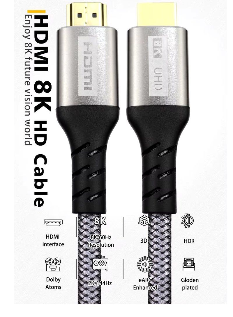 Metal HDMI Cable 2M,  8K 2.1 Ultra HD 160HZ - Image 2