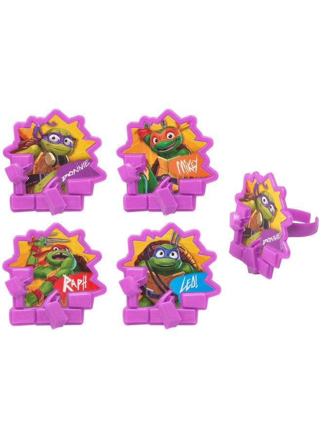 DecoPac DecoPac Teenage Mutant Ninja Turtles Turtle Power Rings, Cupcake Decorations For Birthday Party, Cakes, And Celebrations - 24 Pack  - Image 1
