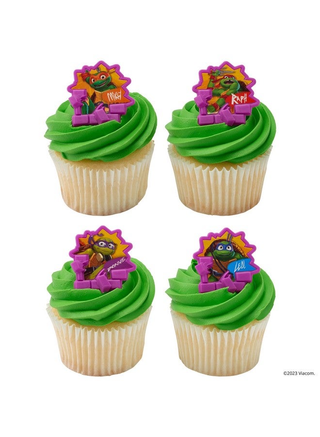 DecoPac DecoPac Teenage Mutant Ninja Turtles Turtle Power Rings, Cupcake Decorations For Birthday Party, Cakes, And Celebrations - 24 Pack  - Image 4