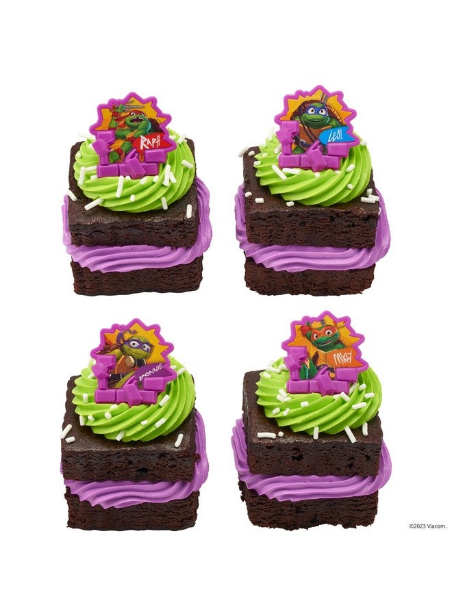 DecoPac DecoPac Teenage Mutant Ninja Turtles Turtle Power Rings, Cupcake Decorations For Birthday Party, Cakes, And Celebrations - 24 Pack  - Image 5