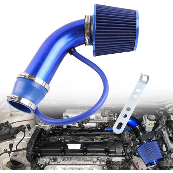 VVORHSBELL Universal Air Intake Filter Kit,3" 76mm Cone Alumimum Car Cold Air Intake Filter Induction Kit Pipe Hose System Compatible with Car Automobile Racing - Image 1