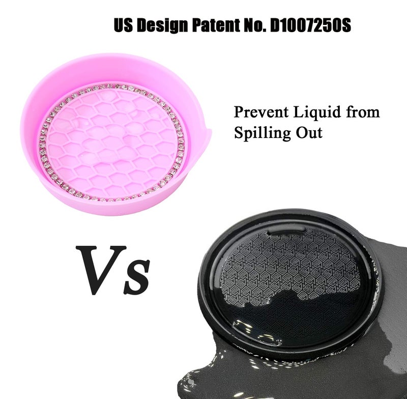 Amooca Car Cup Coaster Universal Non-Slip Cup Holders Bling Crystal Rhinestone Car Interior Accessories 4 Pack Pink - Image 5