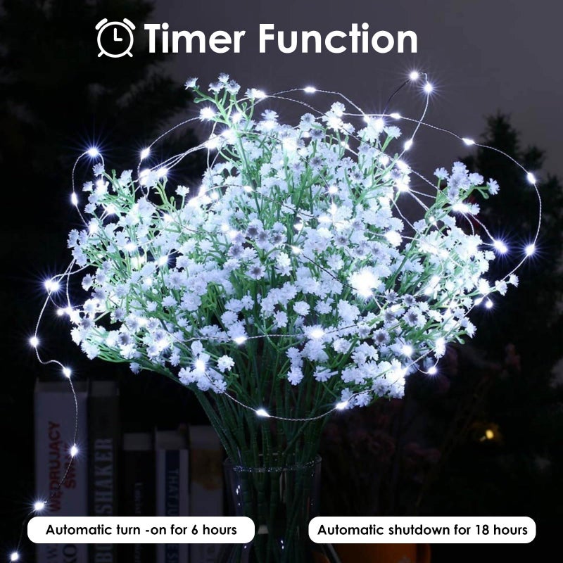 EXF 4-Pack Fairy Lights Battery Operated with Timer, Waterproof 16FT 50 LED String Lights Indoor Outdoor, Cuttable Starry Fairy Lights for Christmas Home Bedroom Wedding DIY Centerpiece Decor (Cool White) - Image 2