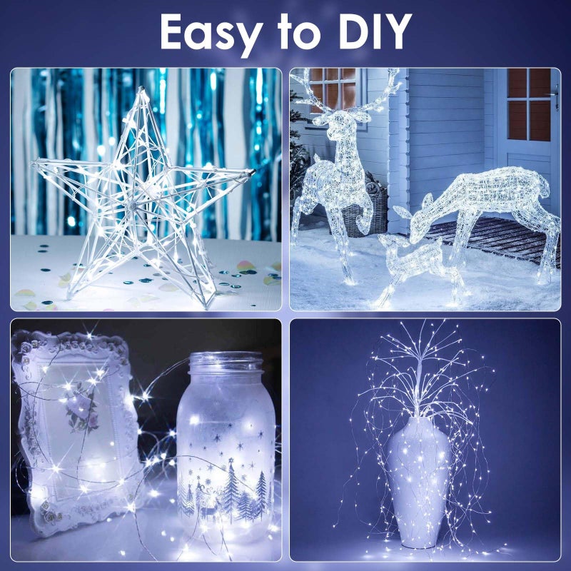 EXF 4-Pack Fairy Lights Battery Operated with Timer, Waterproof 16FT 50 LED String Lights Indoor Outdoor, Cuttable Starry Fairy Lights for Christmas Home Bedroom Wedding DIY Centerpiece Decor (Cool White) - Image 4
