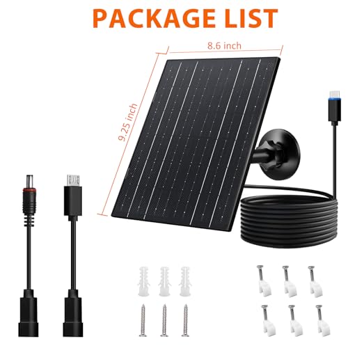 Zivif 10W Solar Charger, 5V Solar Panel for Security Cameras with USB-C/Micro USB/DC 5.5x2.1mm Ports, IP66 Waterproof, 360° Adjustable Mount & 7.2ft Cable - Image 4