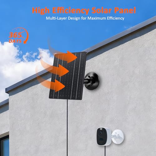 Zivif 10W Solar Charger, 5V Solar Panel for Security Cameras with USB-C/Micro USB/DC 5.5x2.1mm Ports, IP66 Waterproof, 360° Adjustable Mount & 7.2ft Cable - Image 5