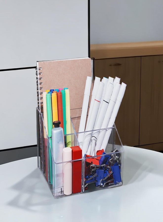 HSYMQ Acrylic Desk Organizers, Clear Pen Holder and Pencil Holder Display Stand for Office, School and Home - Image 4