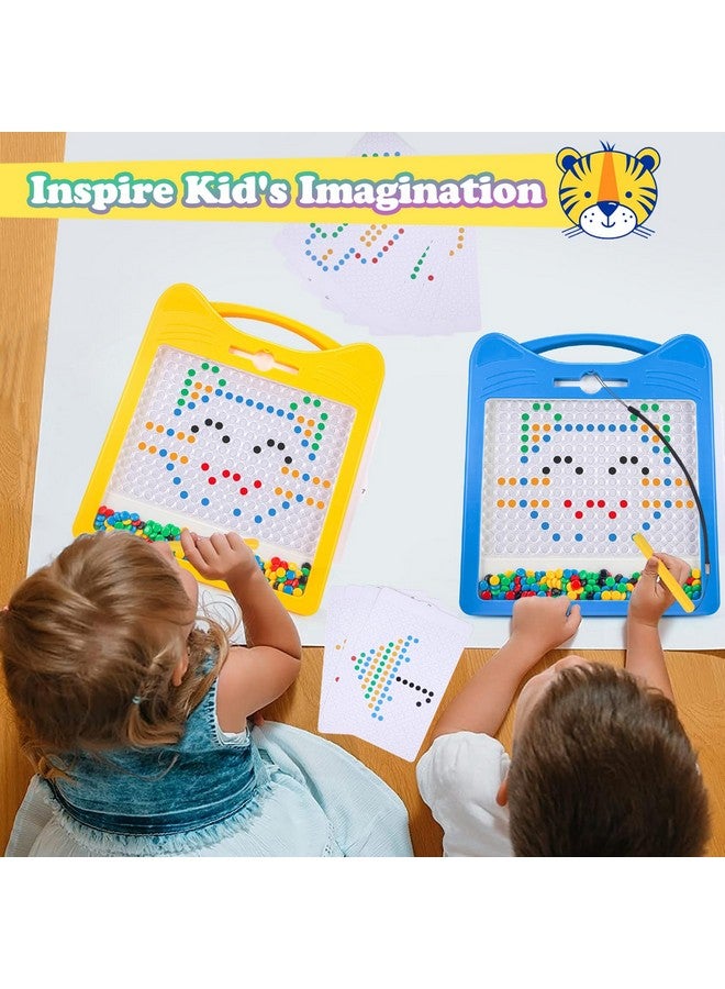 Svance Large Magnetic Drawing Board,Magnet Doodle With Beads And 2 Pens,Magnetic Dot Art,Fine Motor Skills Montessori Toy,Airplane Car Ride Travel Essentials Toddler(12.5''X12.5''),Large Yellow Cat - Image 3