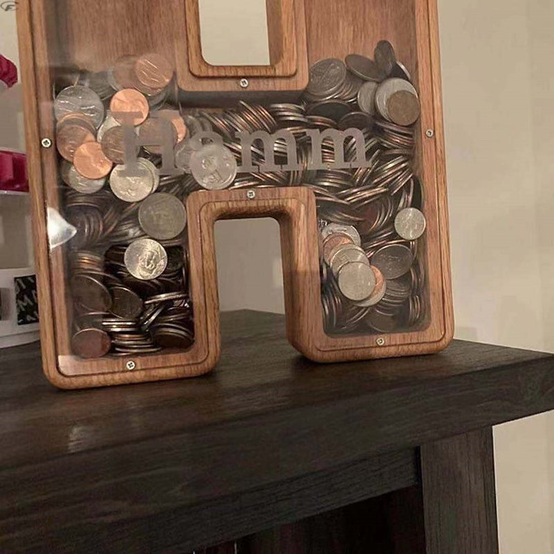 Ins Style Creative Home Oak Letter Piggy Bank Ornaments Coffee Shop Coffee Bean Decorative Storage Jar Small Fee Jar - Image 5