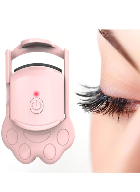 Heated Eyelash Curlers, Cat’s Paw Shape Heated Eyelash Curler with 2 Temperature Modes, Type-C Rechargeable, Eyelash Heated Curler for Quick Natural Curling 24 Hours Long Lasting