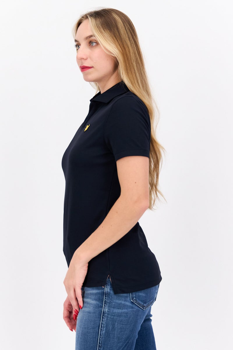 Lyle & Scott Women Regular Fit Brand Logo Short Sleeves Polo, Black  - Image 2