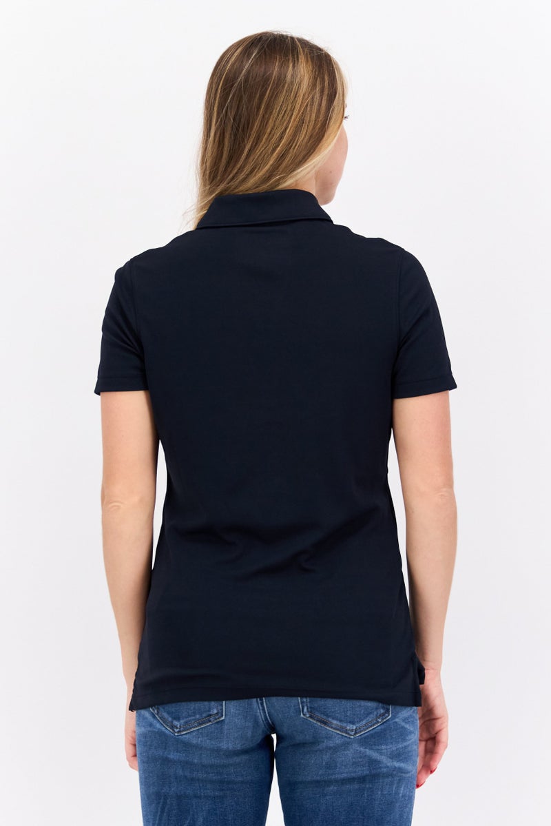 Lyle & Scott Women Regular Fit Brand Logo Short Sleeves Polo, Black  - Image 3