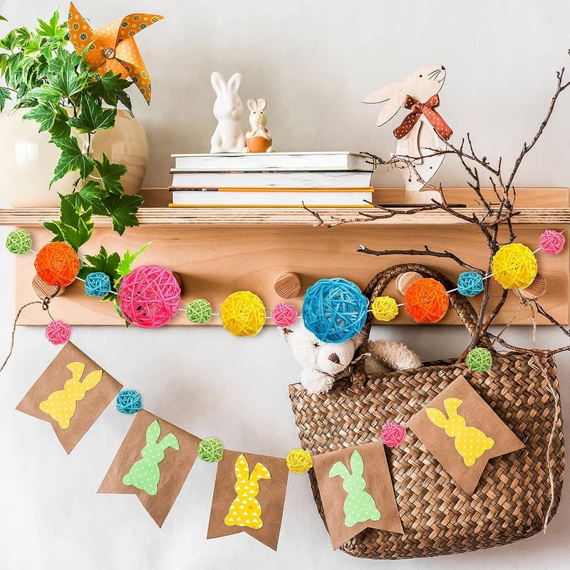 Marsui 19 Pcs Easter Wicker Rattan Balls Decorations Orbs Vase Fillers for Centerpieces Decorative Bowl Fillers for Home Decor Colorful Sphere Ball Aromatherapy Accessory for Table 3 Sizes Assorted Colors - Image 5