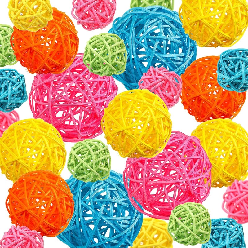 Marsui 19 Pcs Easter Wicker Rattan Balls Decorations Orbs Vase Fillers for Centerpieces Decorative Bowl Fillers for Home Decor Colorful Sphere Ball Aromatherapy Accessory for Table 3 Sizes Assorted Colors - Image 1