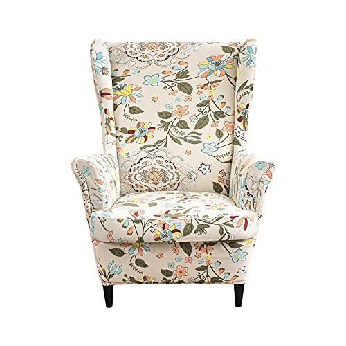 Eco-Ancheng Wingback Chair Slipcover 2 Piece Wing Chair Cover Spandex Slipcovers Armchair Covers with Elastic Bottom for Living Room - Image 1