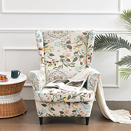 Eco-Ancheng Wingback Chair Slipcover 2 Piece Wing Chair Cover Spandex Slipcovers Armchair Covers with Elastic Bottom for Living Room - Image 2