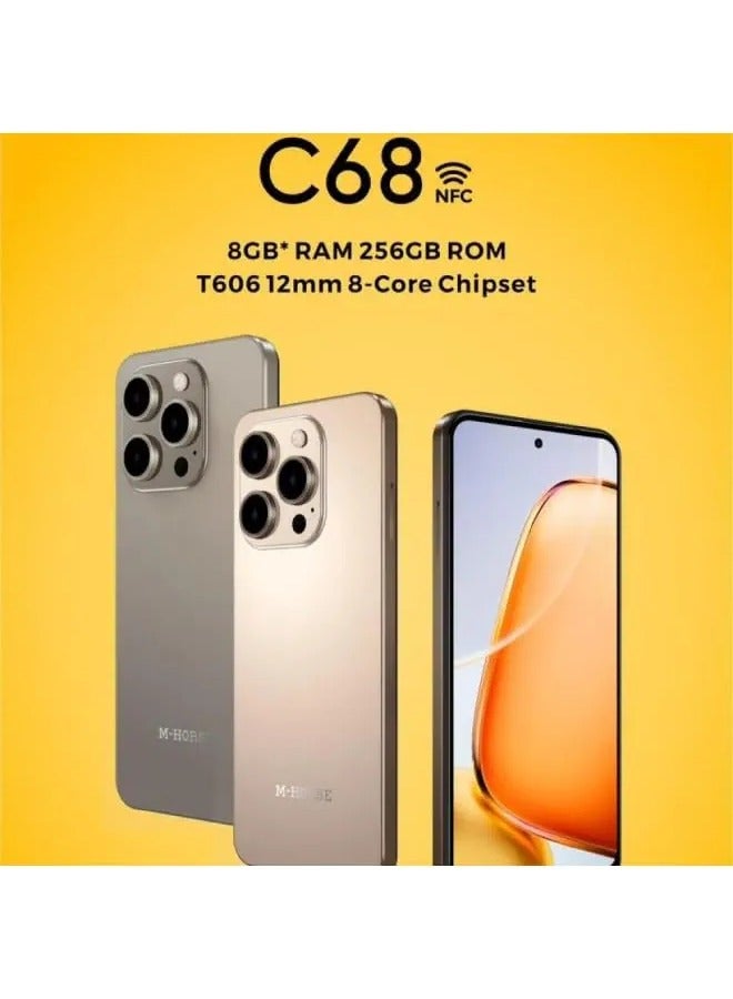 M-Horse M-HORSE C68 Smartphone, 256GB Storage, 8GB RAM, NFC Support, Large Display – Gray + Free BT Earbuds Gift  - Image 2