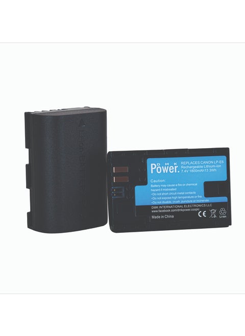 DMK POWER LP-E6 LP-E6N 1800mAh Camera Battery 2-PACK Compatible with Canon EOS 5D Mark II Mark III Mark IV 5DS 5DS R 6D 60D 60Da 6D Mark II 7D 7D Mark II 70D 80D R XC10 XC15