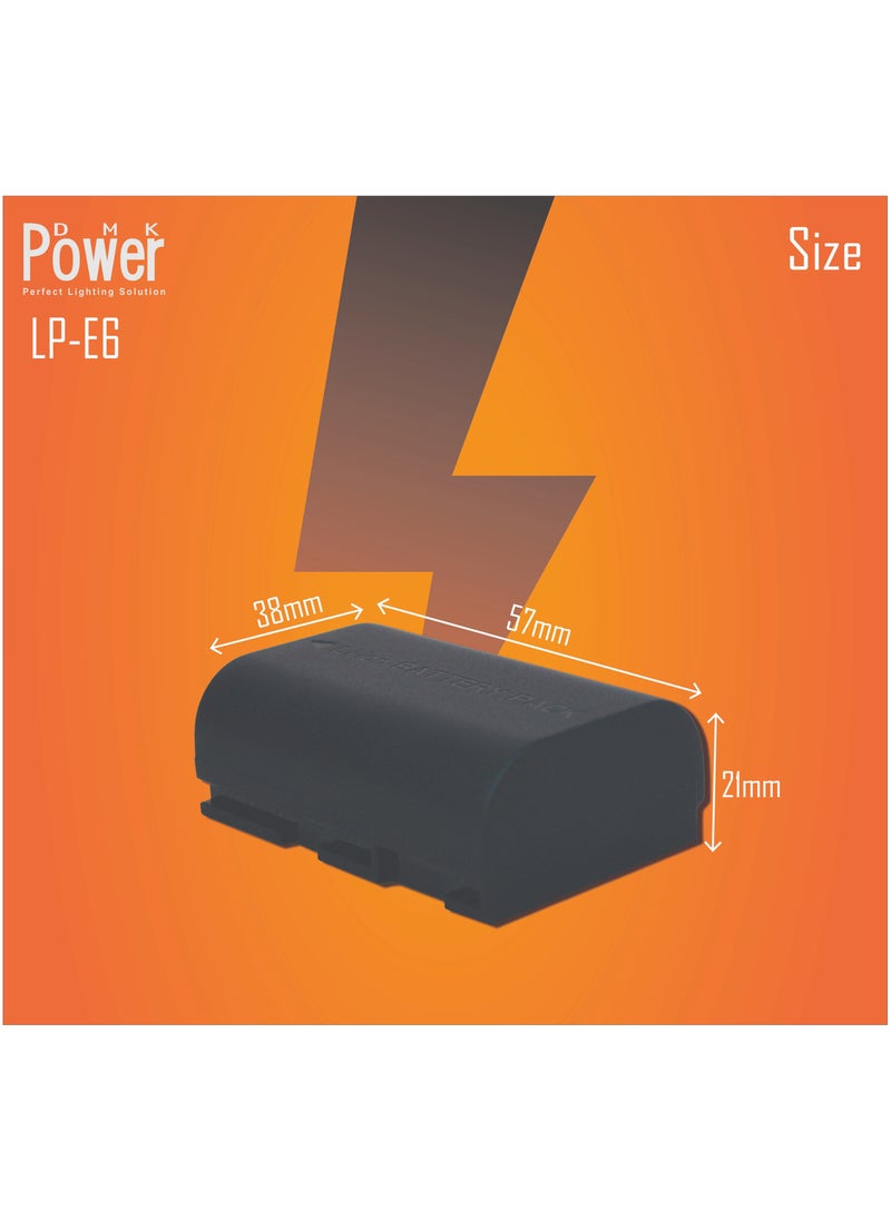 DMK Power - DMK POWER LP-E6 LP-E6N 1800mAh Camera Battery 2-PACK Compatible with Canon EOS 5D Mark II Mark III Mark IV 5DS 5DS R 6D 60D 60Da 6D Mark II 7D 7D Mark II 70D 80D R XC10 XC15 - Image 1